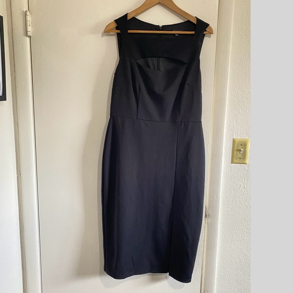 MARINA Dresses & Skirts - Marina Black Cutout Sheath Dress Size 10 | Sleeveless Midi Cocktail Party Dress